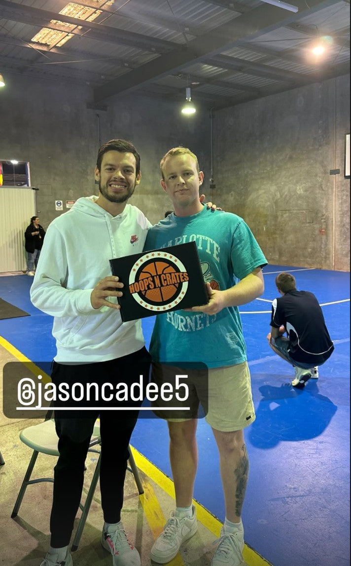 Jason Cadee with Hoops N Crates
